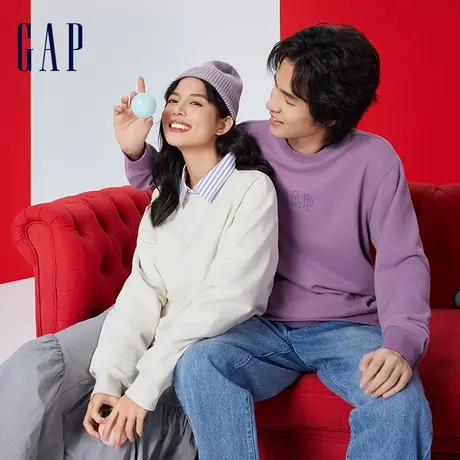 Gap男装春季2024新款LOGO休闲简约美式复古圆领卫衣情侣装454250图片