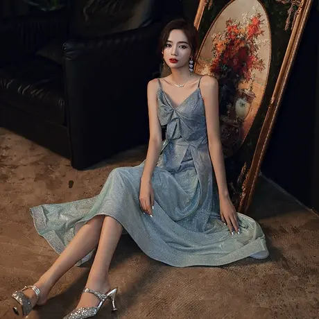 晚礼服裙女仙气梦幻森系宴会气质小个子星空渐变裙子平时可穿梦幻图片