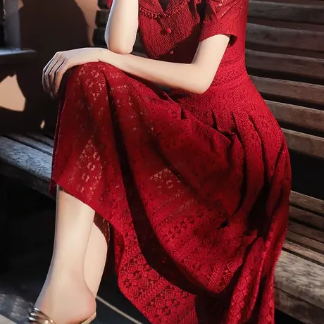 敬酒服新娘2024新款夏季结婚订婚小礼服连衣裙平时可穿蕾丝中长款商品大图