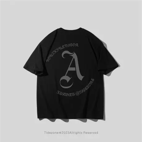 Ohlyah哥特字母T恤2023年春夏季新款潮流纯棉短袖男女同款打底衫图片