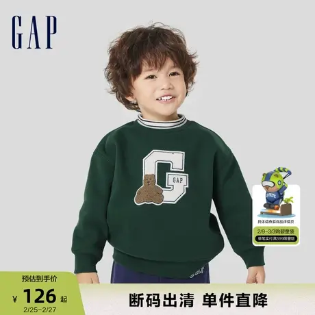 【断码优惠】Gap男幼童秋冬LOGO半高领天鹅绒卫衣洋气上衣785387商品大图