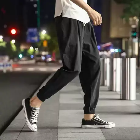 夏天九分裤男修身小脚裤子夏裤夏装9分裤男士休闲裤宽松夏季薄款图片