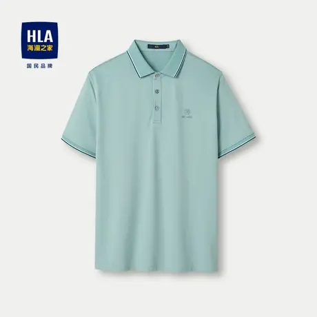 HLA/海澜之家桑蚕丝短袖丝光棉POLO衫24春夏新丝滑细腻透气上衣男图片