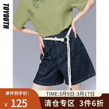 初语新款深蓝牛仔短裤女夏季个性宽松显瘦易搭配阔腿裤商品大图