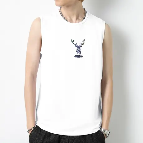 莫代尔冰丝背心男夏季速干凉感健身坎肩跨栏篮球运动白色无袖t恤商品大图