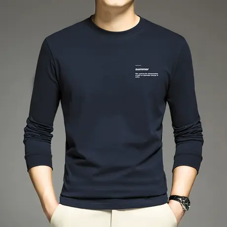 重磅纯棉长袖t恤男卫衣加绒加厚内搭打底衫摇粒绒全棉保暖秋衣服商品大图