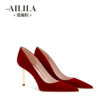 爱丽拉红色秀禾婚鞋女2023新款订婚敬酒服新娘高跟鞋不累脚高级感商品大图