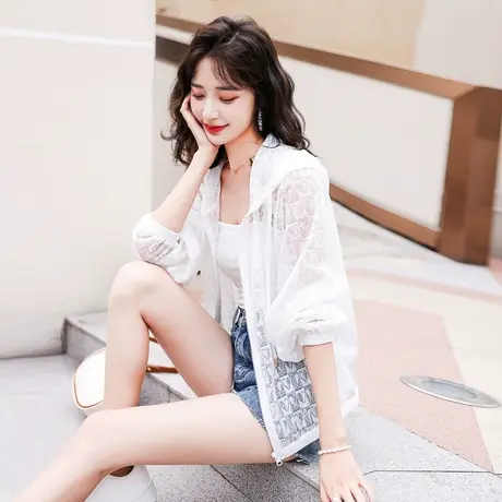 时尚休闲连帽遮阳外套2022年夏季新款淑女温柔甜美显瘦百搭上衣商品大图