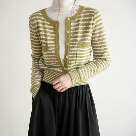 2022秋季新款毛衣开衫针织外套女气质氛围感短款上衣女韩版商品大图