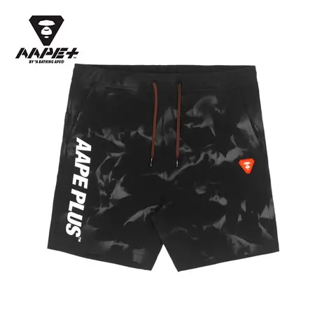 AAPE+运动男装春夏猿颜徽章字母印花山系扎染抽绳短裤6883XXI商品大图