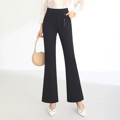 中年女士微喇裤秋季2023新款高腰垂感显瘦长裤通勤休闲职业喇叭裤图片