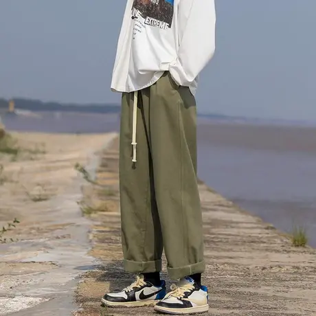 美式休闲裤男士宽松潮牌春秋2023新款阔腿工装长裤秋季男生直筒裤商品大图