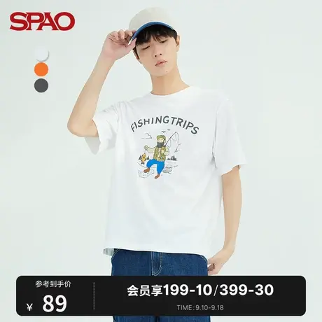 SPAO男士T恤夏季新款印花宽松休闲圆领短袖T恤SPRPC36H17商品大图