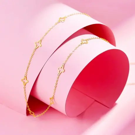 女生18k黄金项链2023新款爆款四叶草锁骨链子上新小众高级感法式商品大图