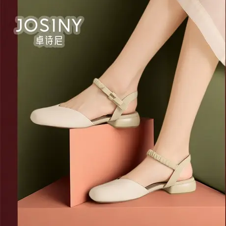 卓诗尼女鞋2024夏款新款包头凉鞋女一字扣高跟商场同款4J1A30542图片