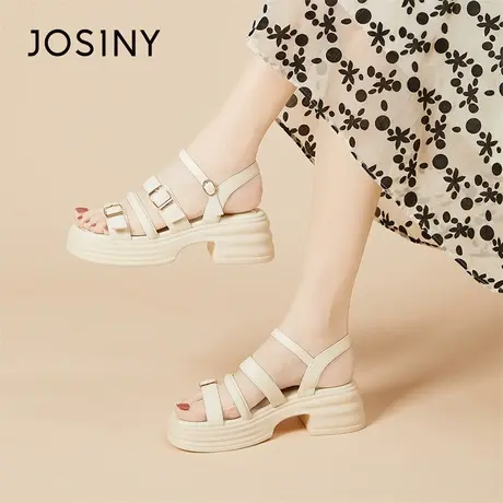 Josiny/卓诗尼单鞋女新款厚底时尚凉鞋2024年春季网红爆款沙滩鞋商品大图