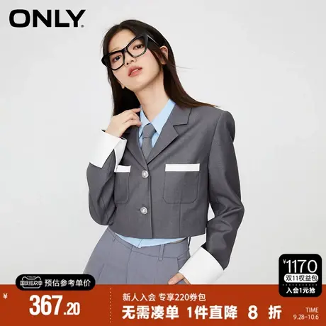 ONLY2023秋季新款潮流气质休闲设计感翻领短款西服女|123308012商品大图