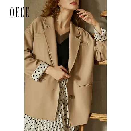 【买1送1】Oece新款复古波点西服chic女士小西装外套春秋韩版图片