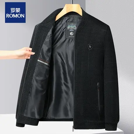 罗蒙爸爸外套春秋装中年男士上衣2023新款秋冬衣服中老年毛呢夹克图片