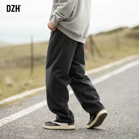 男生黑色牛仔裤男款美式高街宽松休闲直筒裤垂感高级感裤子2023年商品大图