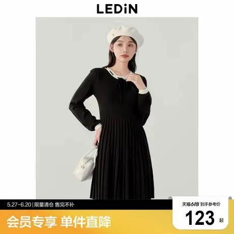 【清仓】乐町甜美穿绳连衣裙秋冬新款针织百褶裙C1FAD4256商品大图