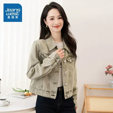 VL真维斯女装设计感牛仔衣2025春季新款港风潮流女款时尚牛仔外套图片