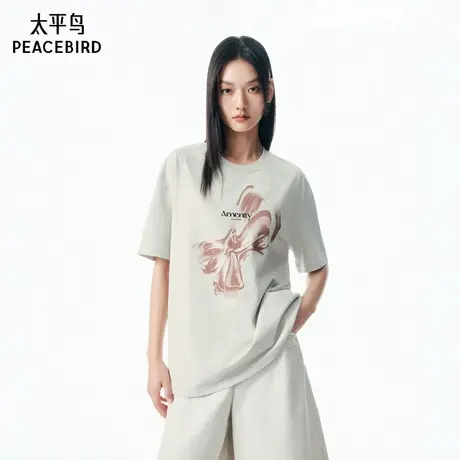 【商场同款】凉感抗菌太平鸟蝴蝶结纹样25秋季新短袖T恤A1CNF3P38图片