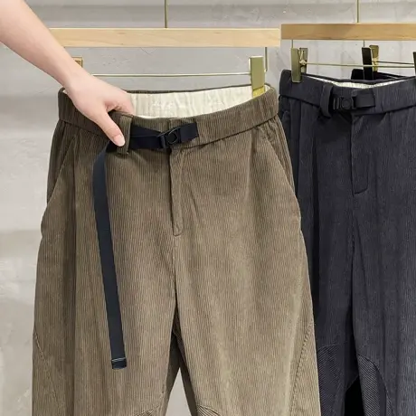 重磅厚款灯芯绒裤子男直筒宽松卫裤潮流哈伦工装裤休闲长裤秋冬季商品大图