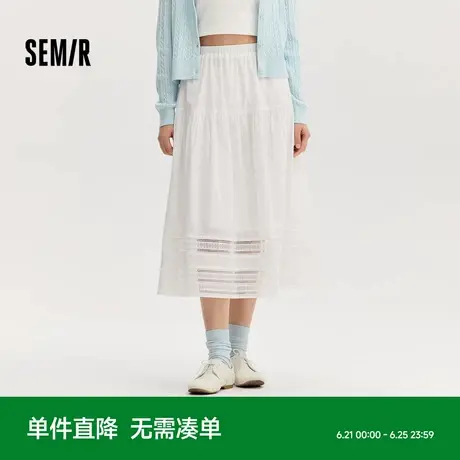 森马半身裙女镂空花边温柔系浪漫2024新款秋季松紧腰宽松伞裙优雅图片