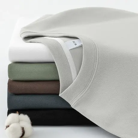 350g重磅卫衣男潮ins圆领珠地空气层无帽长袖t恤套头衫纯色上衣服商品大图