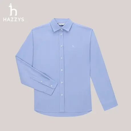 Hazzys哈吉斯衬衫上衣女秋冬潮流时尚通勤休闲简约牛津纺长袖衬衣商品大图