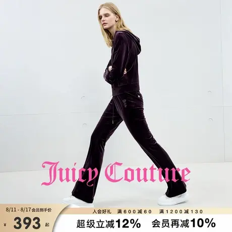 Juicy Couture橘滋休闲裤女2025年秋季新款修身缎光丝绒微喇长裤商品大图