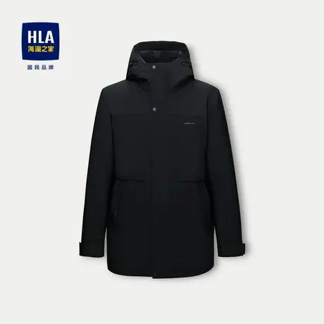 HLA/海澜之家连帽羽绒服2023秋冬新中长款工装风冲锋衣保暖外套男图片