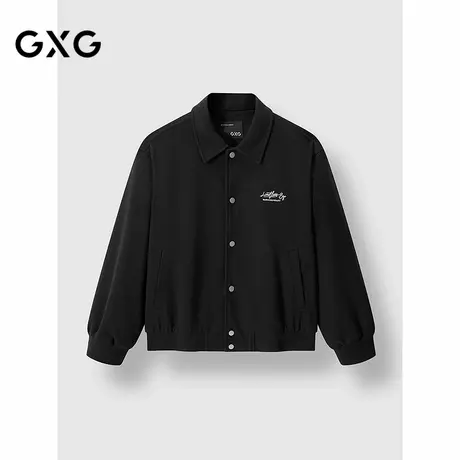 GXG男装 仿麂皮后背绣花设计潮流翻领休闲夹克外套 2024冬季品商品大图