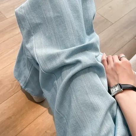 浅色阔腿牛仔裤女2023年秋冬新款高腰宽松显瘦高级感窄版直筒裤子商品大图