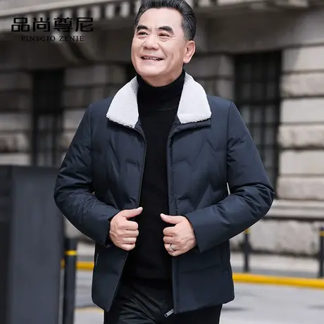 男士爸爸装冬季羽绒棉服挺括商务绅士翻领加厚保暖棉衣外套中老年商品大图