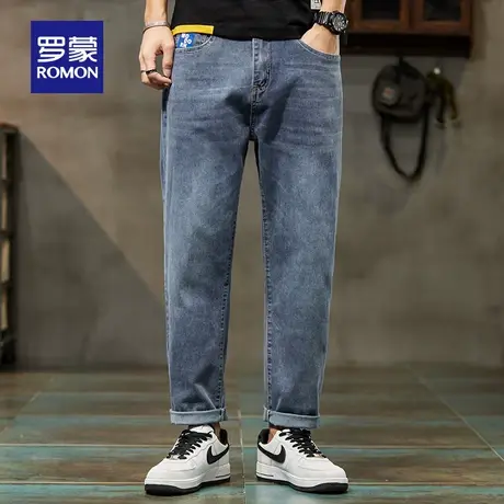罗蒙时尚牛仔裤男2023夏季新款中青年弹力直筒复古休闲百搭九分裤图片