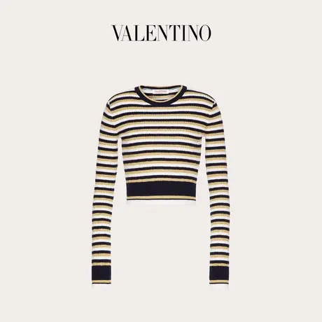 【季末优惠】华伦天奴VALENTINO女士羊毛和金银丝针织衫毛衣商品大图