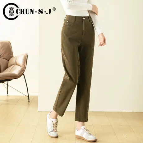 深咖色裤子显瘦休闲裤春秋新款长裤大码女裤高腰哈伦裤女士锥形裤商品大图