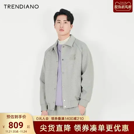 TRENDIANO官方2023新款春季男装纯色休闲开衫外套商品大图
