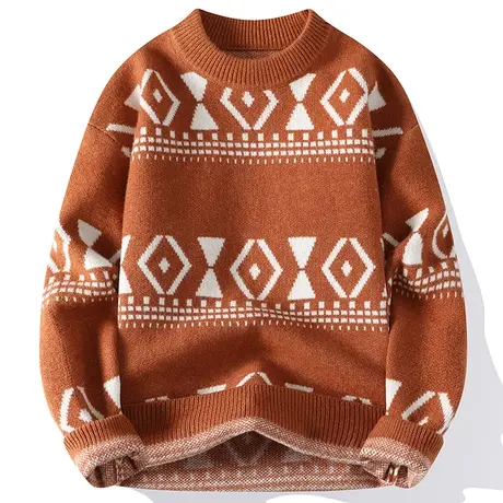 秋冬装衣男士半高领针织衫套头外套学生加厚保暖青少年打底衫潮流商品大图