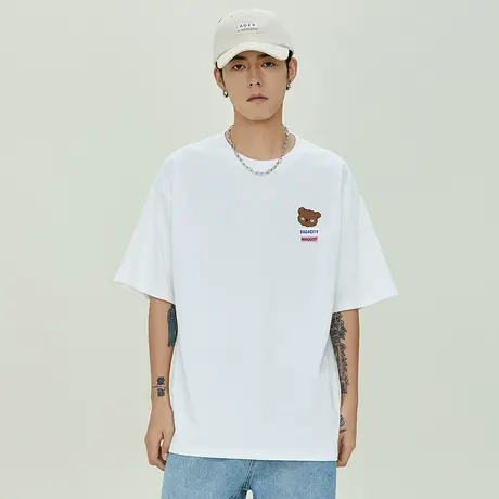 短袖t恤男宽松港风百搭夏季半袖衣服潮牌美式纯棉五分袖体恤ins潮商品大图