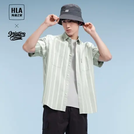 【牛津纺】HLA/海澜之家SPRINTING SMILE短袖衬衫24春夏新上衣男商品大图