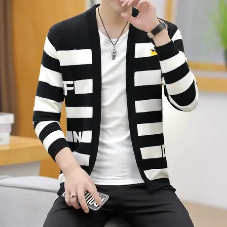 春秋季男士针织衫开衫潮流帅气休闲薄款毛衫2023新款个性时尚外套商品大图