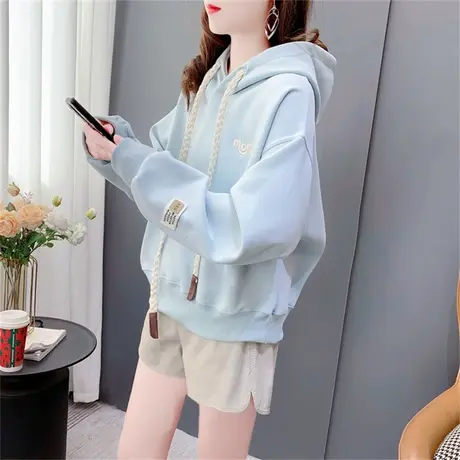 超火短款连帽卫衣女春季2023年新款韩版宽松慵懒风小个子百搭上衣商品大图