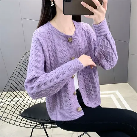 初秋短款针织女外套2023年秋装新款女毛衣开衫今年流行女上衣春秋图片