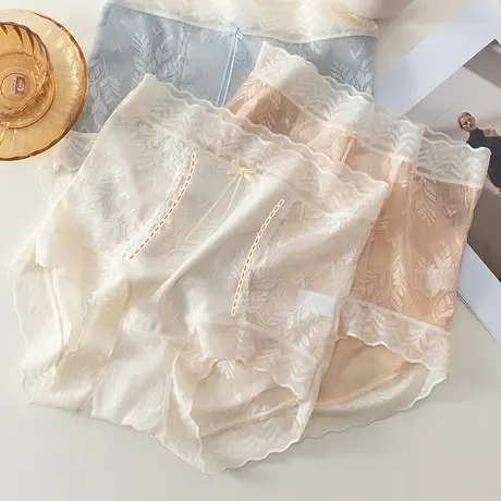 小蛮腰三代~高腰内裤女无痕大码蕾丝轻收腹桑蚕丝裆透气女款夏薄商品大图