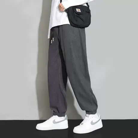 灯芯绒男裤秋季运动裤子男生束脚加绒秋冬款卫裤宽松男士休闲长裤商品大图