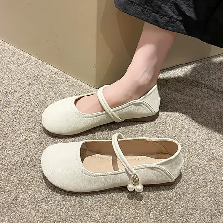 两穿单鞋女2023新款夏季软底一脚蹬玛丽珍小皮鞋法式配裙子豆豆鞋商品大图
