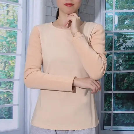 袖子加绒身子不加绒T恤保暖内搭袖子厚身子薄打底衫配马甲女商品大图